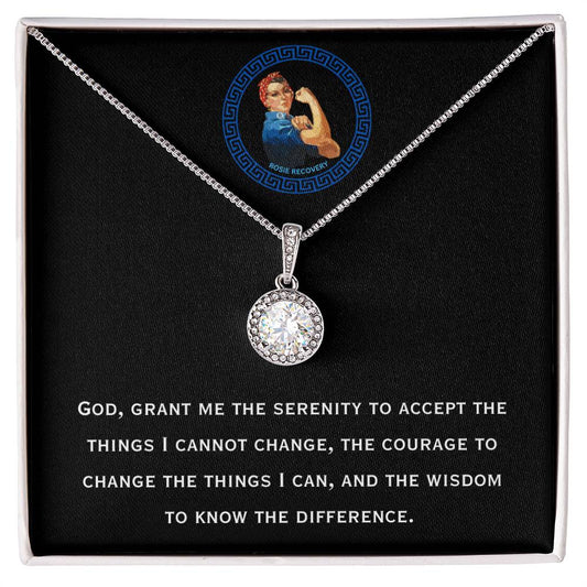 Rosie Recovery Personalized Sobriety Milestone - Serenity Prayer  Message Card - Forever Hope Pendant Necklace with Celebrate [Your Choice of Days or Years] of Sobriety!