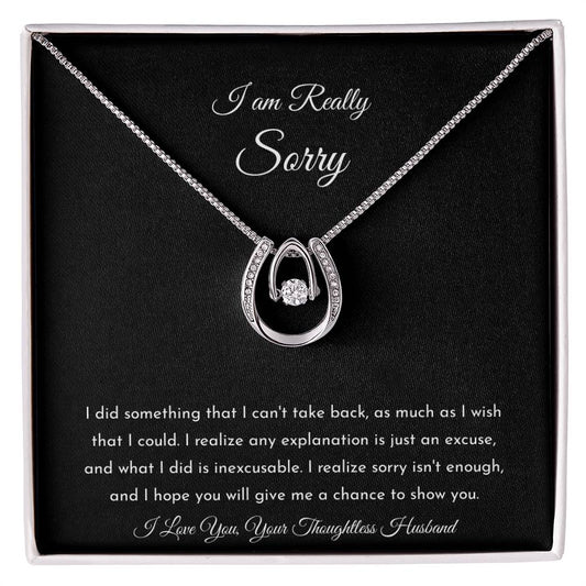 Apology Personalized Lucky In Love Pendant Necklace -  Keepsake with Custom Message