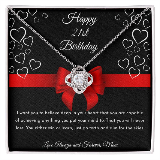 Happy Birthday Personalized Love Knot Pendant Necklace -  Gift with Custom Year and Message"