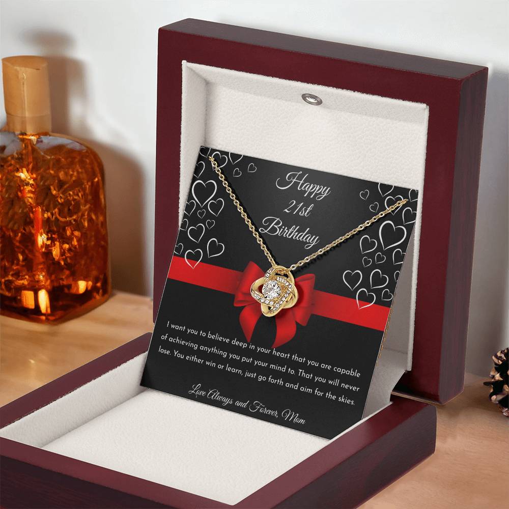 Happy Birthday Personalized Love Knot Pendant Necklace - Gift with Custom Year and Message"