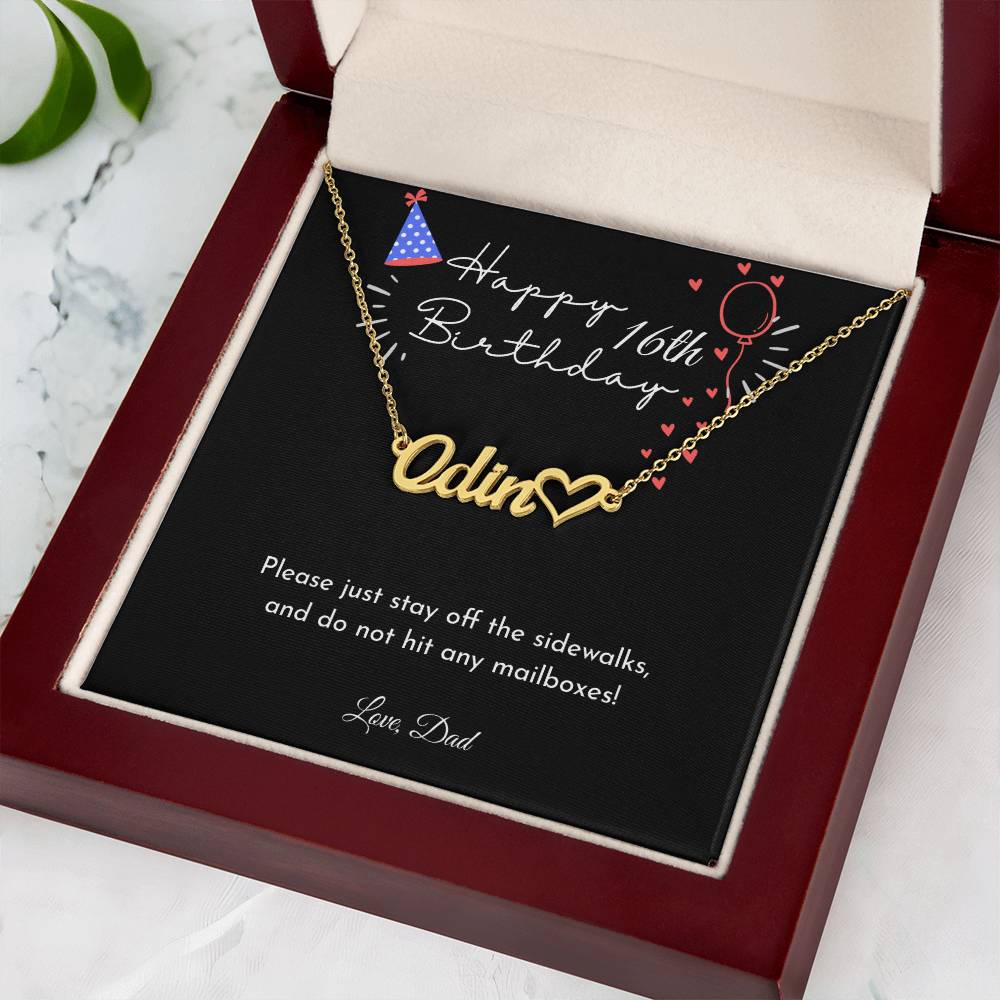 Happy Birthday Personalized Name Necklace with Message Card - Stainless Steel or 18K Gold Finish - Custom Year & Message - Lasting Keepsake