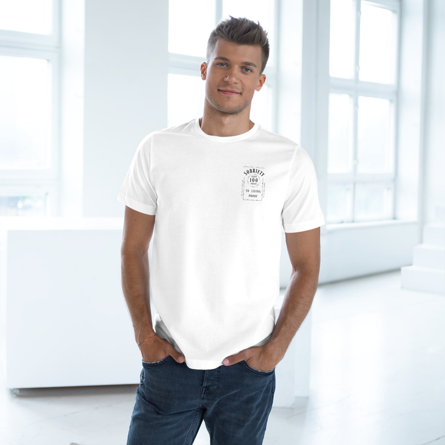 Living Proof Sobriety T-Shirt: From 100 Proof to Living Proof - Celebrate the Journey!