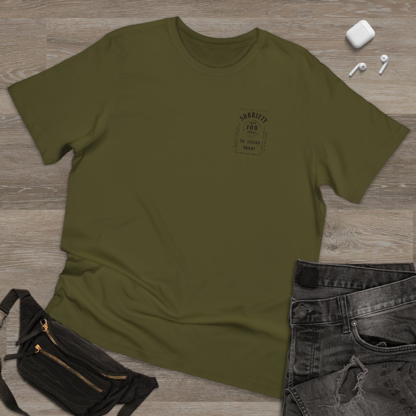 Living Proof Sobriety T-Shirt: From 100 Proof to Living Proof - Celebrate the Journey!