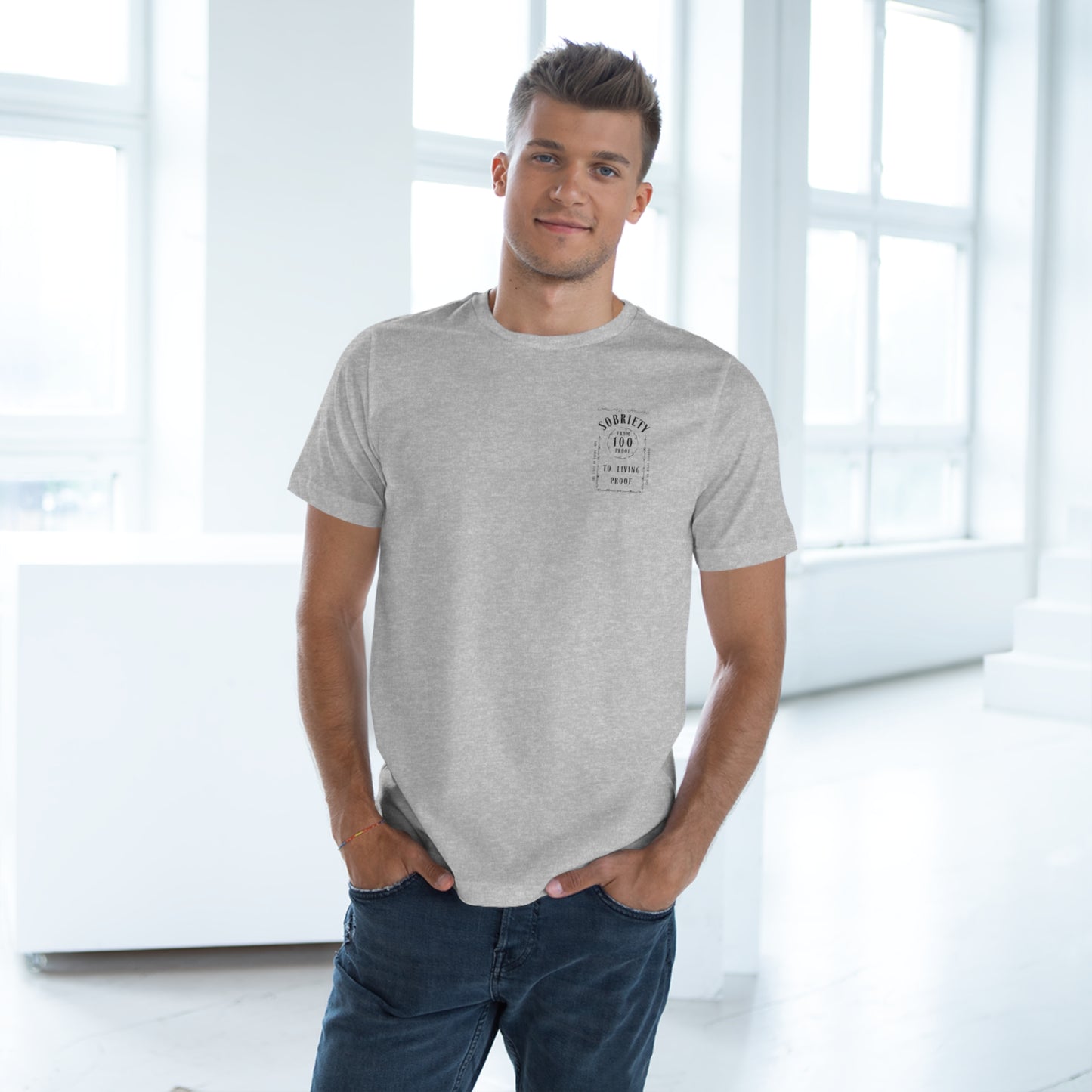 Living Proof Sobriety T-Shirt: From 100 Proof to Living Proof - Celebrate the Journey!