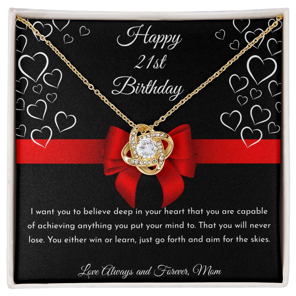 Happy Birthday Personalized Love Knot Pendant Necklace -  Gift with Custom Year and Message"