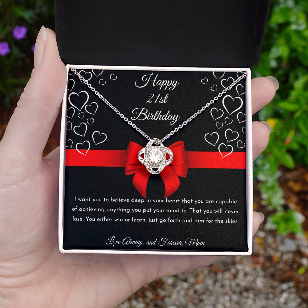 Happy Birthday Personalized Love Knot Pendant Necklace -  Gift with Custom Year and Message"