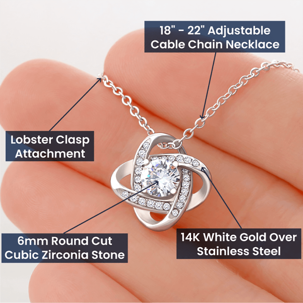 Happy Birthday Personalized Love Knot Pendant Necklace -  Gift with Custom Year and Message"