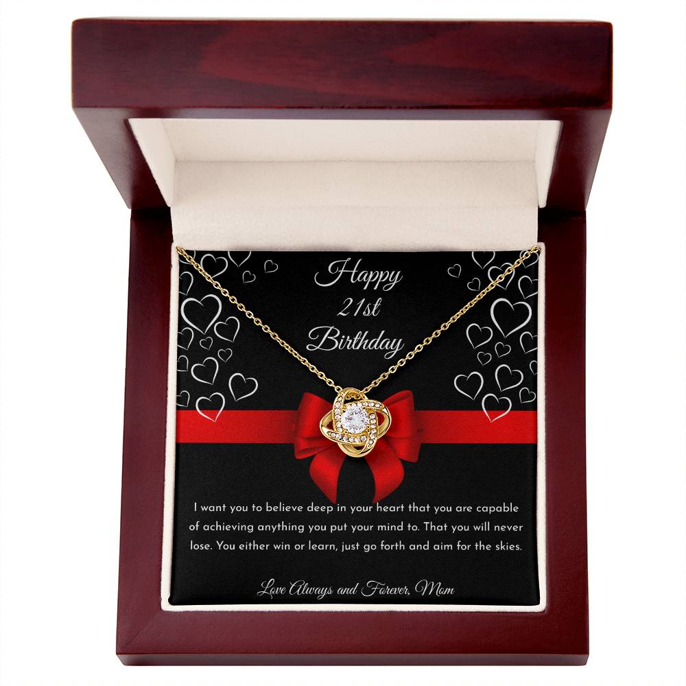 Happy Birthday Personalized Love Knot Pendant Necklace -  Gift with Custom Year and Message"