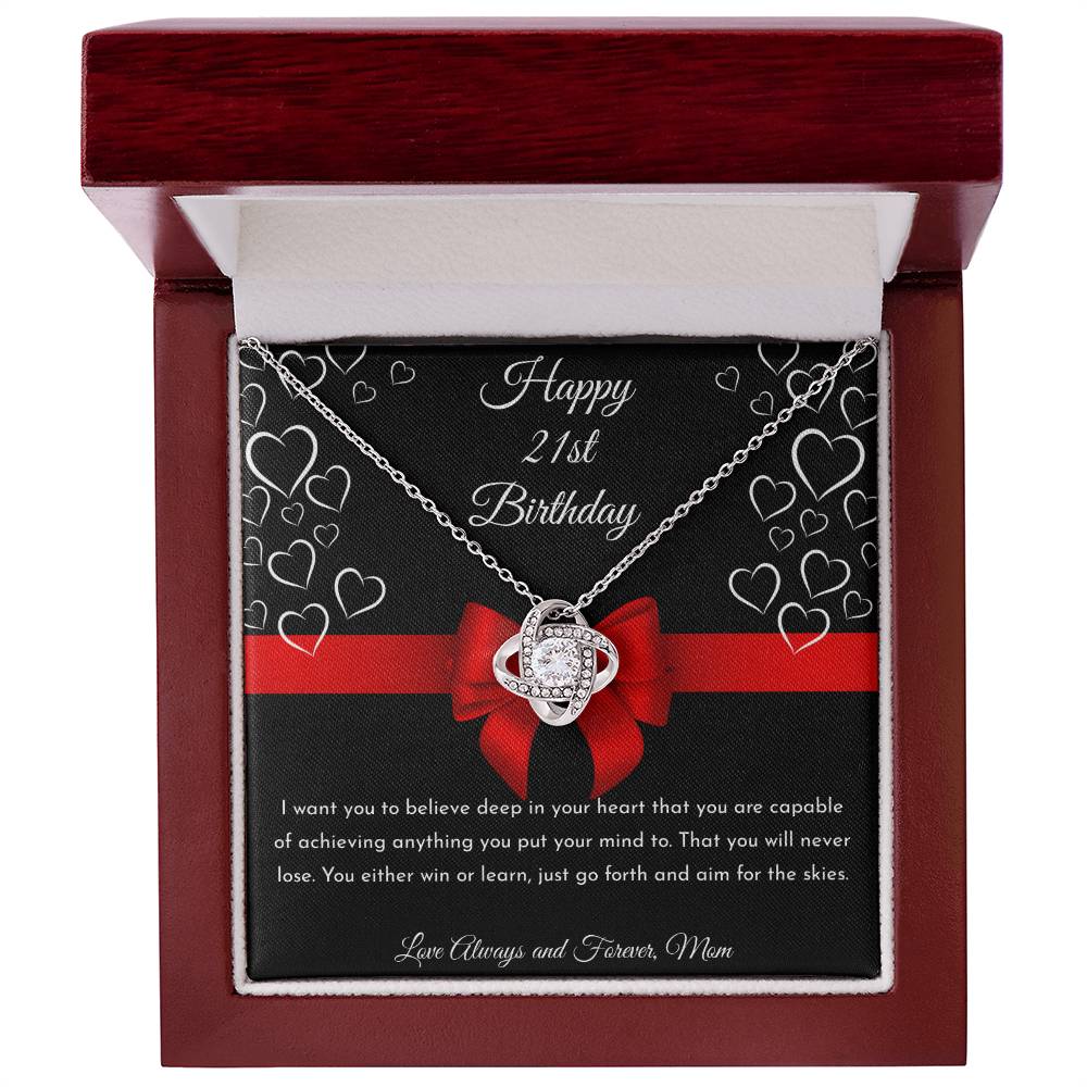 Happy Birthday Personalized Love Knot Pendant Necklace -  Gift with Custom Year and Message"