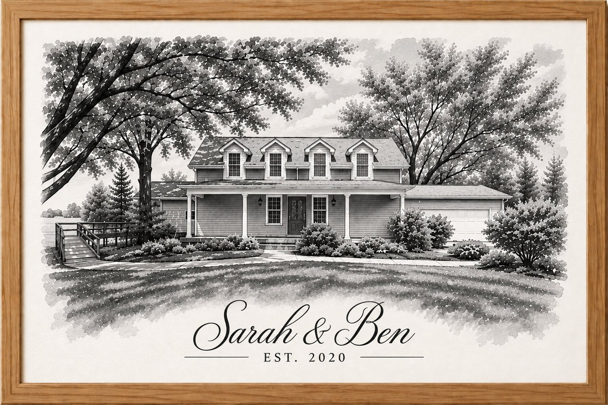 Personalized Home Portrait from Your Photo — Custom House & Family Keepsake