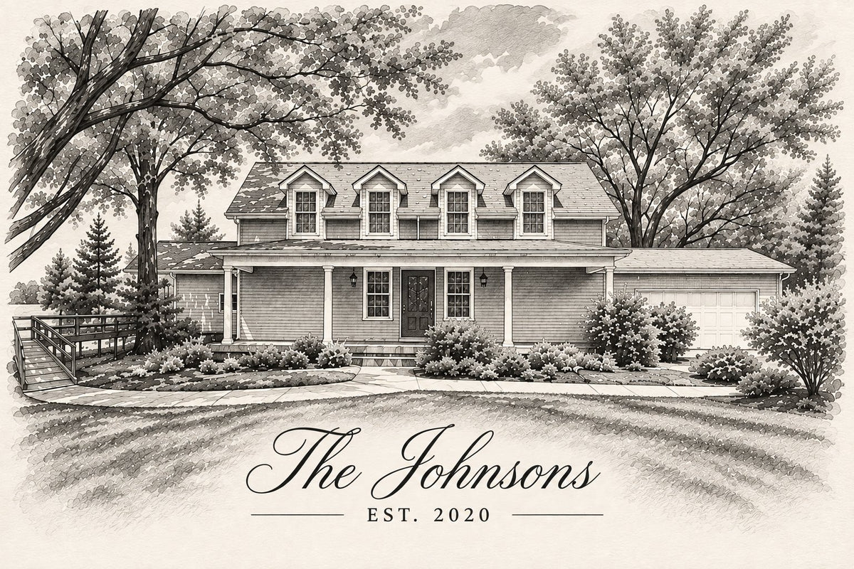 Personalized Home Portrait from Your Photo — Custom House & Family Keepsake