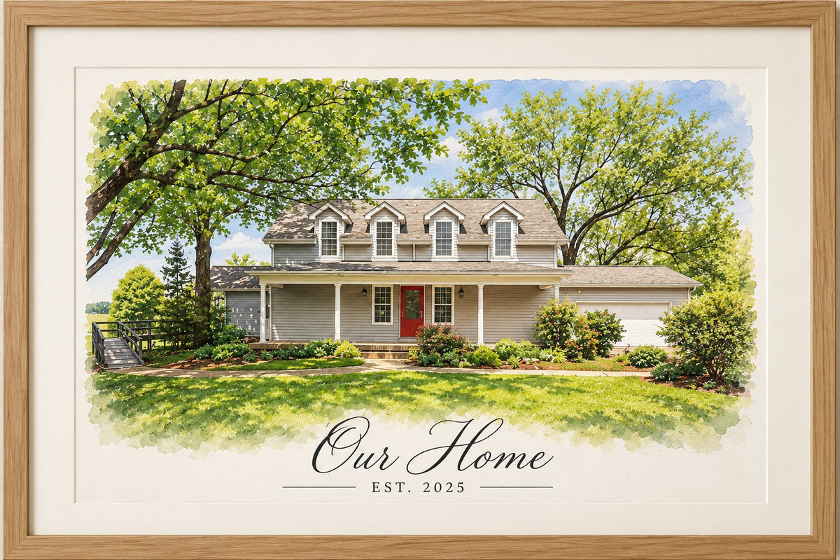 Personalized Home Portrait from Your Photo — Custom House & Family Keepsake